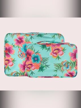 PQ Swim Turquoise Floral Packing Cubes. Travel. NWT